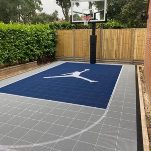 Antislip DIY senin arka bahçesinde mahkeme çocuk basketbolu mahkeme 20'X25' 500 adet açık birbirine basketbol sahası döşemesi fayans