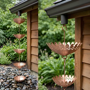 Cadena de Lluvia de Cobre, Adorno de Jardín, Decoración Colgante para Exteriores, Resistente a la Intemperie, Acabado Pulido, Forma Irregular - Product Image 2
