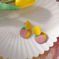 Bijoux fantaisie en gros Boucles d'oreilles Boho en argile polymère Boucles d'oreilles tendance colorées faites à la main en argile avec cercle géométrique pour femmes