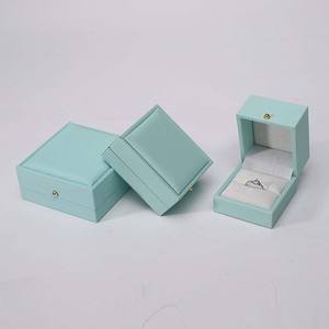 Minimalist Ring <b>Box</b> Luxury Custom Hinged Leatherette <b>Jewelry</b> Gift <b>Box</b> Velvet Insert Foil Stamping Custom Logo Factory Price - Product Image 2