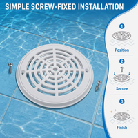 Drain de sol rond en ABS pour piscine GYDACO avec fonction de nettoyage de l'eau, 208 mm, blanc, garantie 1 an, modèle 1030