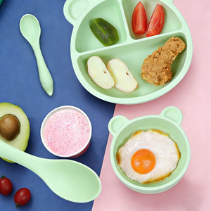 Juego de Vajilla de Silicona de Grado Alimenticio Libre de BPA, Tazón, Plato, Cuchara y Tenedor para Bebés, Seguros y Suaves - Product Image 2