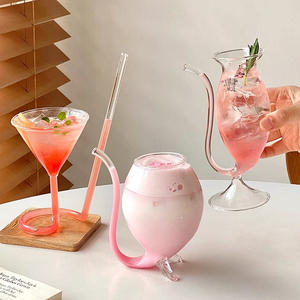 ユニークな透明な吸血鬼カクテル湾曲した麦わらガラスマティーニゴブレット喫煙パイプカクテルグラスバー用 - Product Image 2