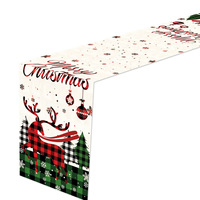 Chemin de Table de noël créatif en lin rouge de luxe pour la décoration de Table familiale