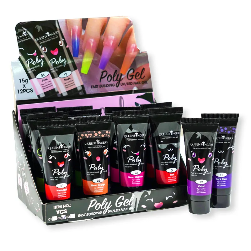 0.5Oz Extension Poly Gel Nail Set per Manicure Design 12 colori UV nail gel set kit soft gel nail tip Accessory