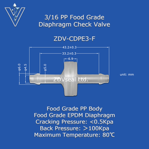 ZDVseal Clapet anti-retour à diaphragme <span class=keywords><strong>de</strong></span> 1/4 pouce <span class=keywords><strong>de</strong></span> qualité alimentaire, valve <span class=keywords><strong>de</strong></span> <span class=keywords><strong>sécurité</strong></span> unidirectionnelle pour respirateur, machine à oxygène, café, boissons - Product Image 5
