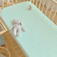 Housse de matelas en coton imprimé vert fruit pour bébé, drap de lit d'été en soie glacée épissée pour enfants, 300 fils/cm²