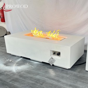 Muebles de exterior Chimenea de gas grande 55 pulgadas Mesa de fuego de combustible de gas GFRC Chimenea de gas propano con roca de lava negra - Product Image 3