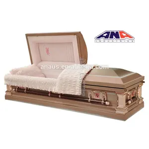 ANA-Suministros funerarios de terciopelo rosa, ataúd de Metal de lujo y acero inoxidable