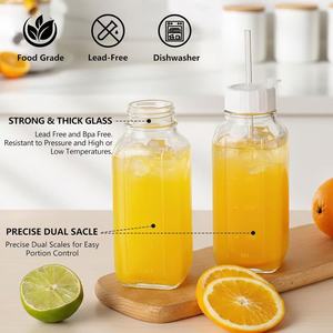 Botellas de Vidrio para Jugos con Doble Escala, Botellas de Vidrio Reutilizables para Jugos, Smoothies, Kombucha - Botella de Agua para Refrigerador o Gimnasio - Product Image 1