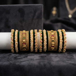 PADMAWATI BANGLES PRIVATE LIMITED Luxury Tungsten Gold Plated Multi Color Indian Traditional Women's Bangles Set Wedding Party - Product Image 3