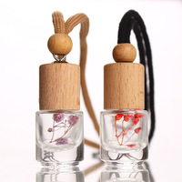 Diffuseur d'huiles essentielles pour voiture, flacon en verre vide, diffuseur d'huiles essentielles en verre transparent, parfum d'aromathérapie, pendentif en verre