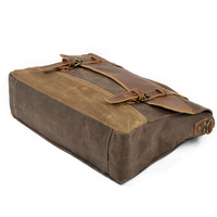 Sac Messager en Toile Cirée Imperméable et Cuir de Vachette pour Hommes – Sacoche d'Affaires à Bandoulière et Sac à Main