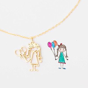 <span class=keywords><strong>Collana</strong></span> pendente personalizzata in acciaio inossidabile placcato oro 18K per bambini - Product Image 1