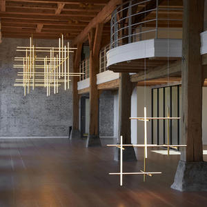 Op maat gemaakte Scandinavische minimalistische LED hanglamp gouden kroonluchter voor hotel, villa, woonkamer, eetkamer en keuken. - Product Image 3