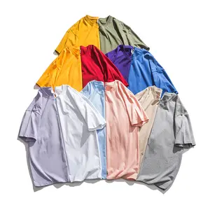 사용자 정의 특대 유니섹스 로고 새로운 디자인 무거운 티셔츠 코튼 크고 키가 큰 T 셔츠 드롭 어깨 tshirt