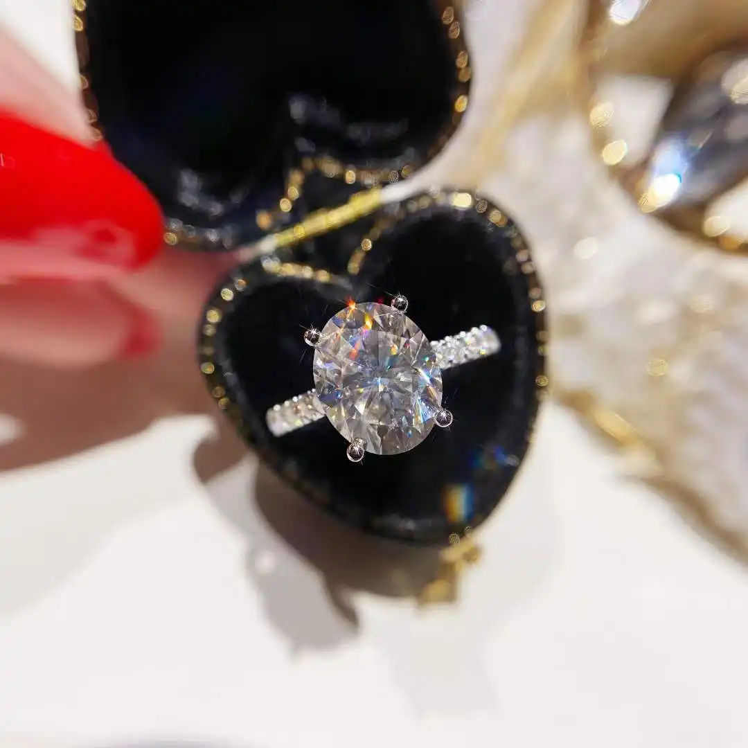 NINE'S Custom Design Women Engagement Wedding Brand Jewelry Classic 18k White Gold Moissanite Lab Diamond Ring