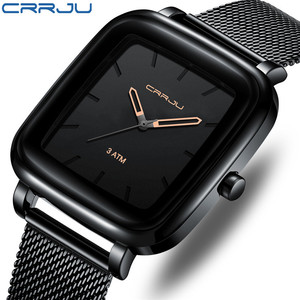 Crrju 2199 Mode Nieuw Design Quartz Horloge Heren Vierkante Wijzerplaat Drie Naald Mesh Band Polshorloge 3atm Waterdicht Heren Horloges 2024 - Product Image 1