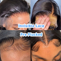 Perruque Lace Frontale 13X6 en Cheveux Humains Naturels Péruviens Pré-Pluckée, Lisse, Sans Colle, avec Dentelle HD et Cheveux de Bébé, Cheveux Remy