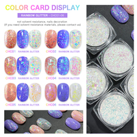 Usine prix de gros arc-en-ciel ongles paillettes poudre scintillante mélangée pour Nai Art