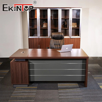 Bureau de Direction Moderne Ekintop en Bois, Design de Table de Bureau Exécutif, Bureau en L de Luxe pour Manager et PDG