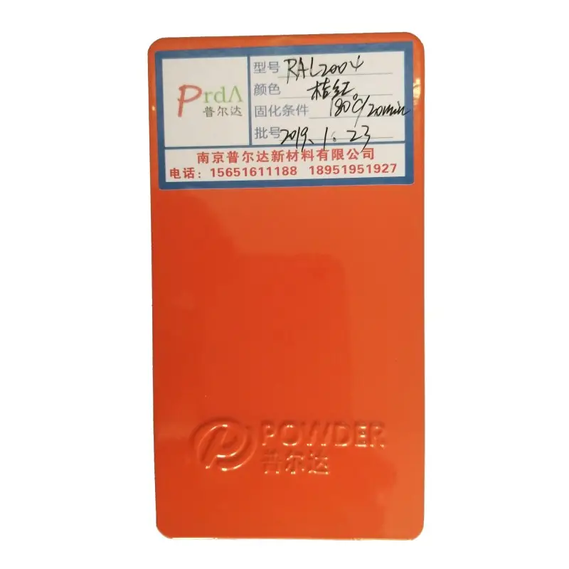 Vernice per verniciatura a polvere elettrostatica epossidica per porte da frigorifero di colore arancione RAL 2004