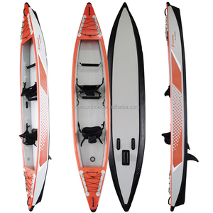 Kayak <span class=keywords><strong>gonflable</strong></span> K410 de 14 pieds pour <span class=keywords><strong>2</strong></span> <span class=keywords><strong>personnes</strong></span> Kayak à pédales simple avec pagaies à deux sièges pour la pêche dans les rivières Matériau de coque en PVC de 4m de long - Product Image 2