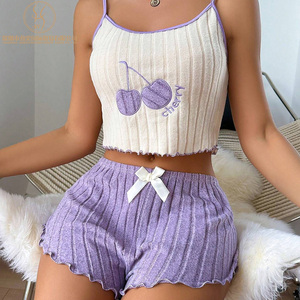 <span class=keywords><strong>Pigiama</strong></span> Estivo da <span class=keywords><strong>Donna</strong></span> in 2 Pezzi con Ciliegie, Camicia da Notte Traspirante e Completo Notte - Product Image 3