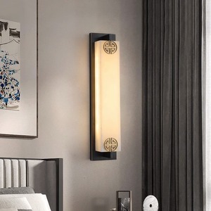 โคมไฟติดผนังทองแดงแท้ลายหินอ่อน ดีไซน์หรูหรา สไตล์จีนร่วมสมัย รูปทรงยาว สำหรับห้องนั่งเล่น ฉากหลังทีวี ห้องนอน ข้างเตียง-ไม่ต้องเดินสายไฟ - Product Image 6