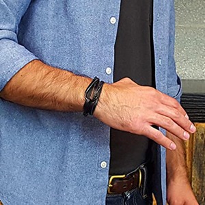 Bracciale in pelle multistrato amo da pesca amo da pesca - Product Image 4