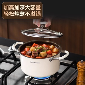 Olla para sopa de acero inoxidable de 3.1-4L antiadherente con tapa para cocinar por inducción - Product Image 2