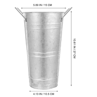 Vase en métal galvanisé de style français avec poignée, 6 pièces, blanc, style farmhouse, idéal pour les arrangements floraux séchés