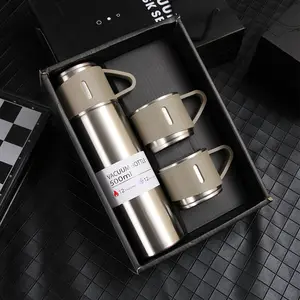 Set di 3 boccette sottovuoto di grande capacità Thermos in acciaio inossidabile 304 bottiglia termica e tazze con isolamento sottovuoto da 500ml per caffè