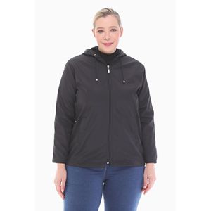 Chaqueta Impermeable con Capucha para Mujer, Marca Vetre, Color Negro, con Forro Polar, Tallas 42-56, 75 cm, Ropa Exterior con Forro de Felpa, Moda Modesta - Product Image 1