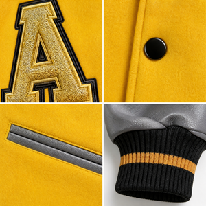 <span class=keywords><strong>Giacche</strong></span> <span class=keywords><strong>College</strong></span> Personalizzate OEM 2026 con Ricami, <span class=keywords><strong>Giacche</strong></span> Bomber da Uomo con Maniche in Pelle e Patch in Ciniglia Stile Preppy - Vendita all'Ingrosso - Product Image 2