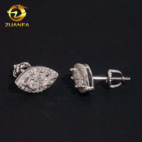 Boucles d'oreilles Hip Hop en Moissanite Taille Marquise, Testées au Diamant, à Visser, en Argent 925, Stock USA