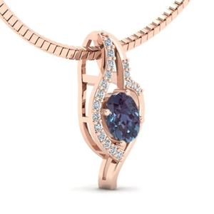 Pendentif en argent sterling 925 avec alexandrite pour femmes, collier unique à changement de couleur avec placage rhodium, exclusif pour enfants - Product Image 3