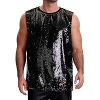 Débardeur à paillettes pour homme adulte, idéal pour la scène, le spectacle, les soirées disco, gilet métallique scintillant sans manches