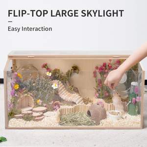 Gabbia per criceti in legno con parte superiore aperta, ben ventilata, facile da pulire, adatta per criceti syriaci, criceti nano e altri piccoli animali domestici - Product Image 5