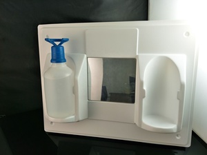 Estación de lavado de Ojos de emergencia portátil Soporte de plástico duradero con espejo Bandeja de medicina Proceso de blíster Uso industrial - Product Image 2