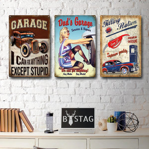 Insegne Decorative da Parete per Garage Auto da Corsa in Metallo Dorato Stile Vintage Super Moderno per Uomini, Targhe per Stazioni di Servizio - Product Image 3