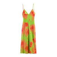 Vestido Midi Personalizado 2026 con Tirantes Finos, Estilo Vintage, Vestido de Verano con Tirantes Ajustables y Estampado Floral, OEM/ODM