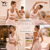 Soutien-gorge de sport athlétique JIEJIN personnalisable, style ballet, confortable, à compression, dos croisé, pour jeunes femmes