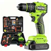 Perceuse à percussion sans fil sans balais 21V 300W 45N.m 0-400/1400 tr/min Mandrin 3/8 po 10 mm 108 pièces Double batteries 1,5 Ah + Chargeur Faible MOQ
