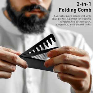 Professional Men's Mustache Styling Comb Wide Tooth Folding Pocket <b>Beard</b> Comb Women Travel 3 in 1 Detangling Hair Comb - Product Image 2