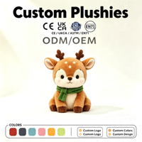 Peluche Cerf Sika Personnalisée ODM/OEM, Adorable Faon Tacheté avec Écharpe Verte, Jouet Promotionnel Doux