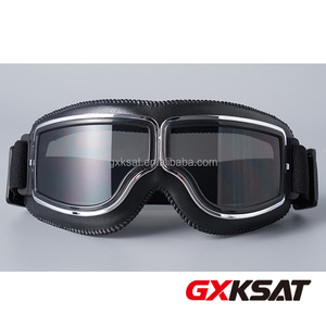 GXKSAT Gafas de Motocicleta de Cuero Personalizadas Estilo Vintage, Gafas de Conducción Retro para <span class=keywords><strong>Casco</strong></span> <span class=keywords><strong>Jet</strong></span>, Ajuste Universal, Acabado Pulido, 1 Año de Garantía - Product Image 4