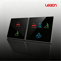 Plaque de porte tactile intelligente pour hôtel, avec fonction DND et signalisation de service, rétroéclairage LED, panneau en verre trempé, compatible avec le contrôleur RCU, impression personnalisée