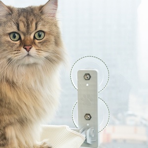 Hamaca plegable para gatos sin necesidad de montaje, de malla afelpada, plataforma de salto para ventana, con doble ventosa. - Product Image 5
