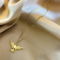 Collier pendentif Aigle en acier inoxydable NYY, plaqué or 18 carats, avec ailes déployées, pour femmes et hommes, bijou tendance, cadeau
